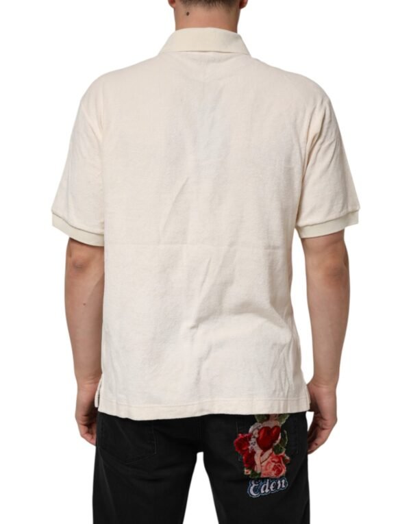 Ivory Cotton Terry Logo Pocket Polo T-shirt