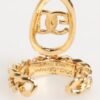 Gold Tone Brass Oval DG Logo Chain Adjustable Ring