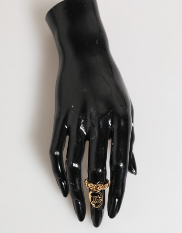 Gold Tone Brass Oval DG Logo Chain Adjustable Ring