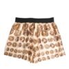 Brown Ancient Coin Print Silk Shorts Swimwear