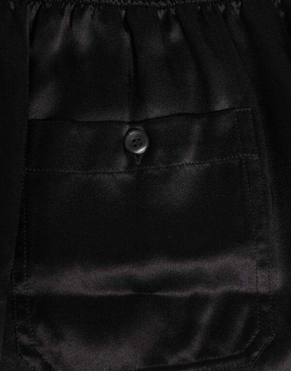 Black Silk Satin Elastic Men Boxer Short Swimwear