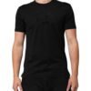 Black Cotton Velvet Logo Print Men T-shirt
