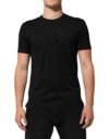 Black Cotton Velvet Logo Print Men T-shirt
