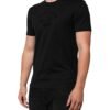 Black Cotton Velvet Logo Print Men T-shirt