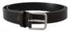9025927.webp Calf Leather Silver Tone Black Metal Buckle Belt