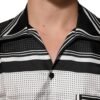 Black White StripeDot Print Casual Polo Shirt