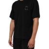 Black Logo Patch Cotton Men Crew Neck T-shirt