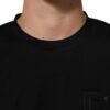 Black Logo Patch Cotton Men Crew Neck T-shirt