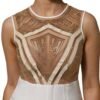 White Beige Mesh Crystal Embellished Sleeveless Jumpsuit