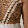 White Beige Mesh Crystal Embellished Sleeveless Jumpsuit