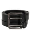 Black Double Strap Leather Silver Buckle Belt
