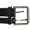 Black Double Strap Leather Silver Buckle Belt