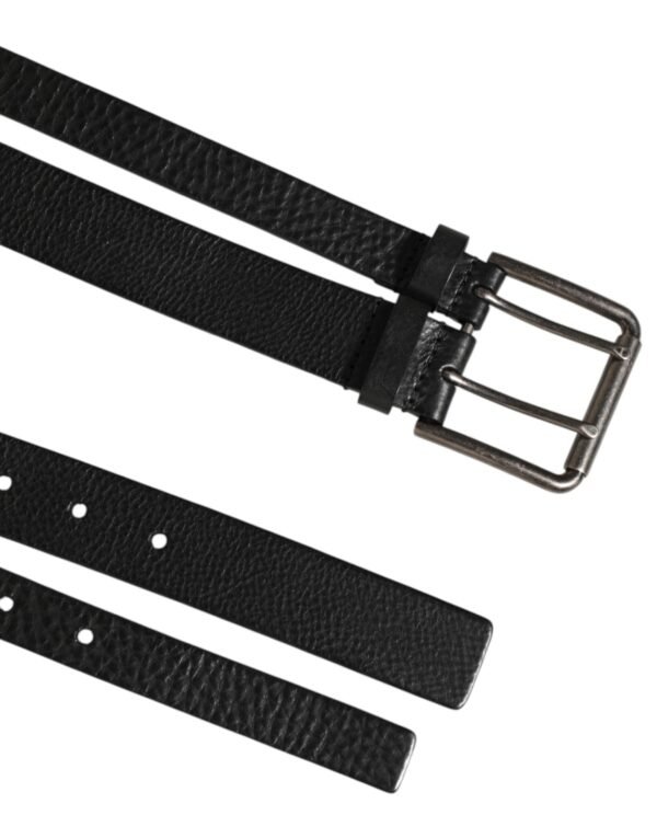 Black Double Strap Leather Silver Buckle Belt