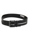 Black Double Strap Leather Silver Buckle Belt