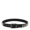 Black Calf Leather Studded Silver Buckle Belt