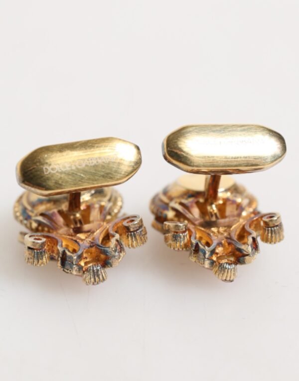 9563159.jpeg Gold Tone 925 Sterling Silver Crystal Accessory Cufflinks
