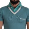 Elegant Silk Polo Tee with Boat Collar Print
