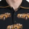 Black Car Print Short Sleeve Polo T-shirt