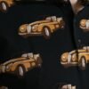 Black Car Print Short Sleeve Polo T-shirt