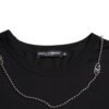 Black Cotton Silver Chain Short Sleeve T-shirt