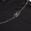 Black Cotton Silver Chain Short Sleeve T-shirt