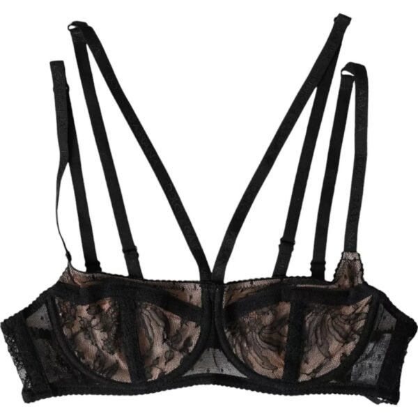 4635210.jpeg Black Floral Lace Nylon Balconcino Bra Underwear