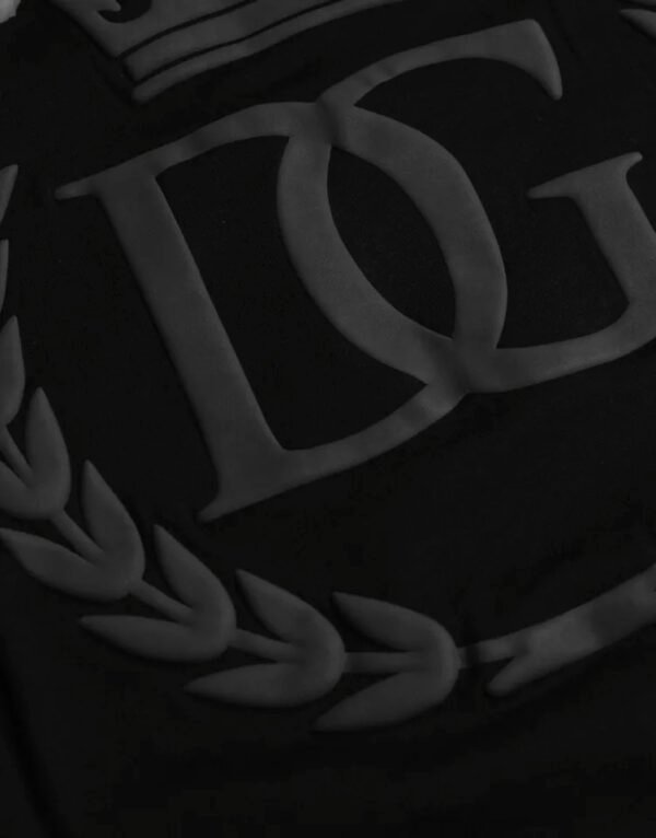Black Logo Embossed Cotton Crew Neck T-shirt