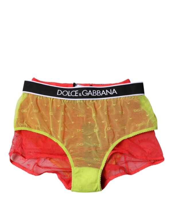 Red Yellow Tulle Mid Waist Panty Underwear
