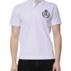 White Cotton Crown Collared Men Polo T-shirt