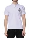 White Cotton Crown Collared Men Polo T-shirt