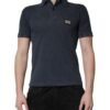 Dark Blue Logo Plaque Cotton Men Polo Shirt T-shirt