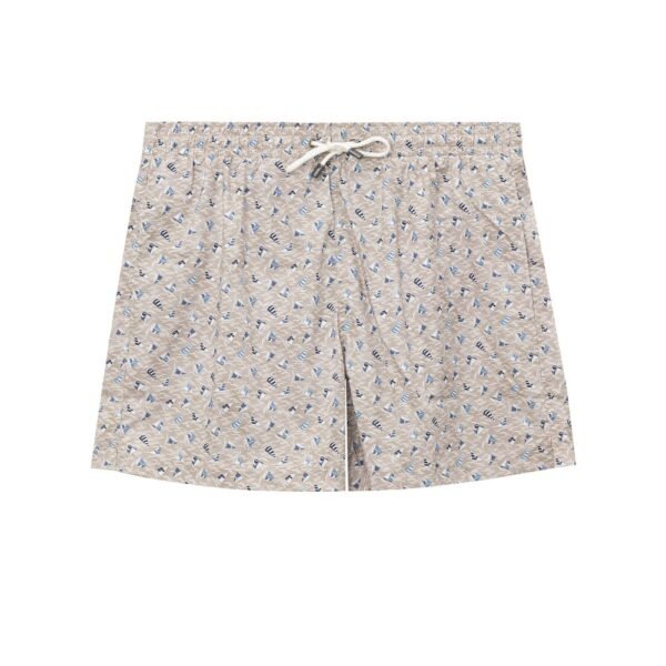 Beige Polyester Swim Short