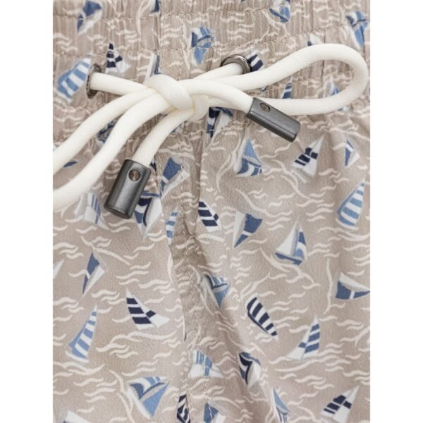 Beige Polyester Swim Short