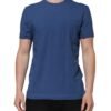 Blue Cotton Men Round Neck Underwear T-shirt