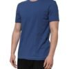 Blue Cotton Men Round Neck Underwear T-shirt