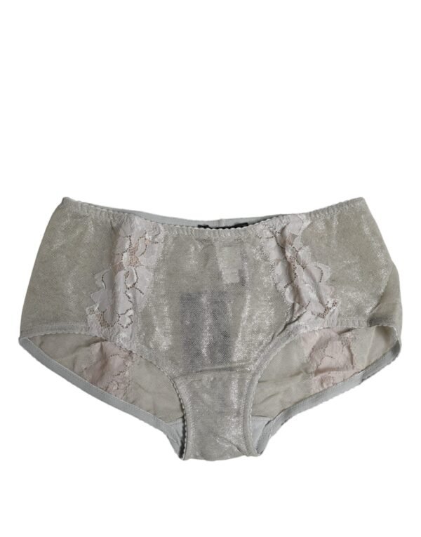 Gray Cotton Floral Lace High Waist Panty Underwear