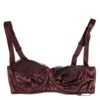 Burgundy Silk Underwired Balconette Bra Underwear