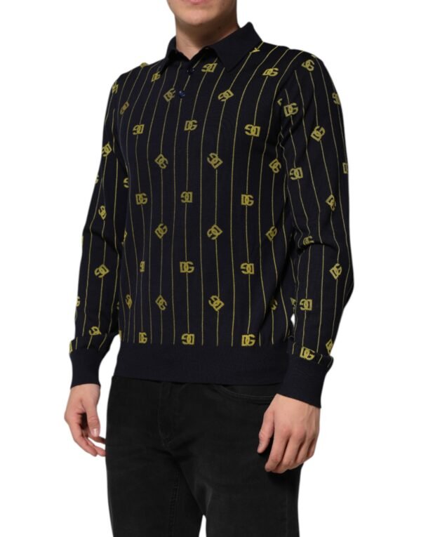Black Logo Jacquard Knitted Polo Shirt T-shirt