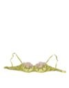 Lime Green Silk Satin Lace Padded Balconnet Underwear