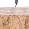 Beige Lace Brasiliano Briefs Logo Waistband Underwear