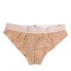 Beige Lace Brasiliano Briefs Logo Waistband Underwear