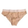 Beige Lace Brasiliano Briefs Logo Waistband Underwear