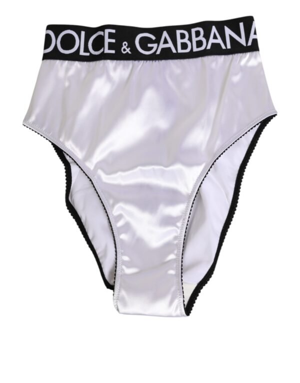 9001456-1.jpeg White Satin High-Waist Black Logo Women Underwear