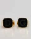 9688859.jpeg Gold-Tone Real Brass Black Enamel "DG" Adjustable Rings