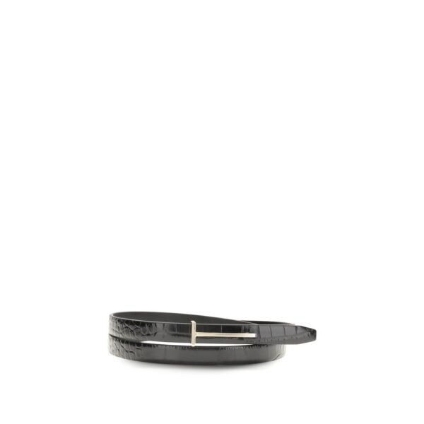 Black Leather Thin Belt