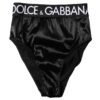 Black Satin High-Waist Brief Logo Women Underwear