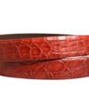 Red Leather Gold Tone Metal Buckle Men Belt