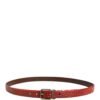 Red Leather Gold Tone Metal Buckle Men Belt