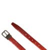 Red Leather Gold Tone Metal Buckle Men Belt