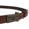 Brown Leather Logo Metal Buckle Men Belt